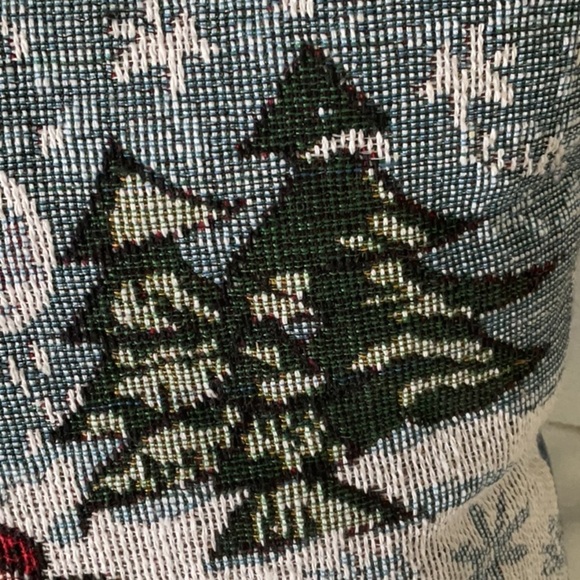 Red and Green Holiday Pillow with Snowman Design - Picture 3 of 4